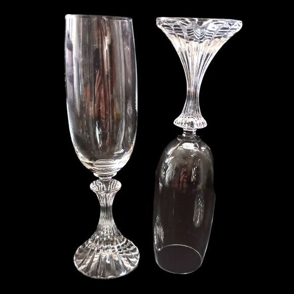 Mikasa The Ritz Champagne Flute Glass Set Of 2 Crystal Christmas Elegant Vintage - Picture 12 of 15